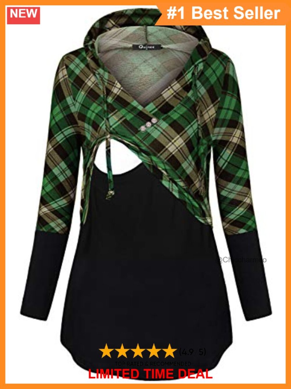 Women's Nursing Pullover Hoodie Long Sleeve Plaid Colorblock Maternity